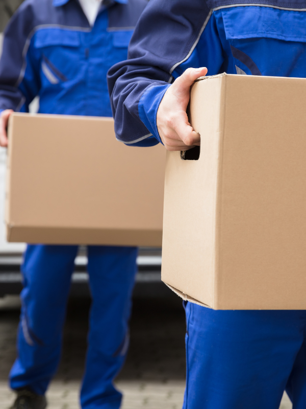 Workers carrying boxes of documents to be shredded Workers carrying boxes of documents to be shredded